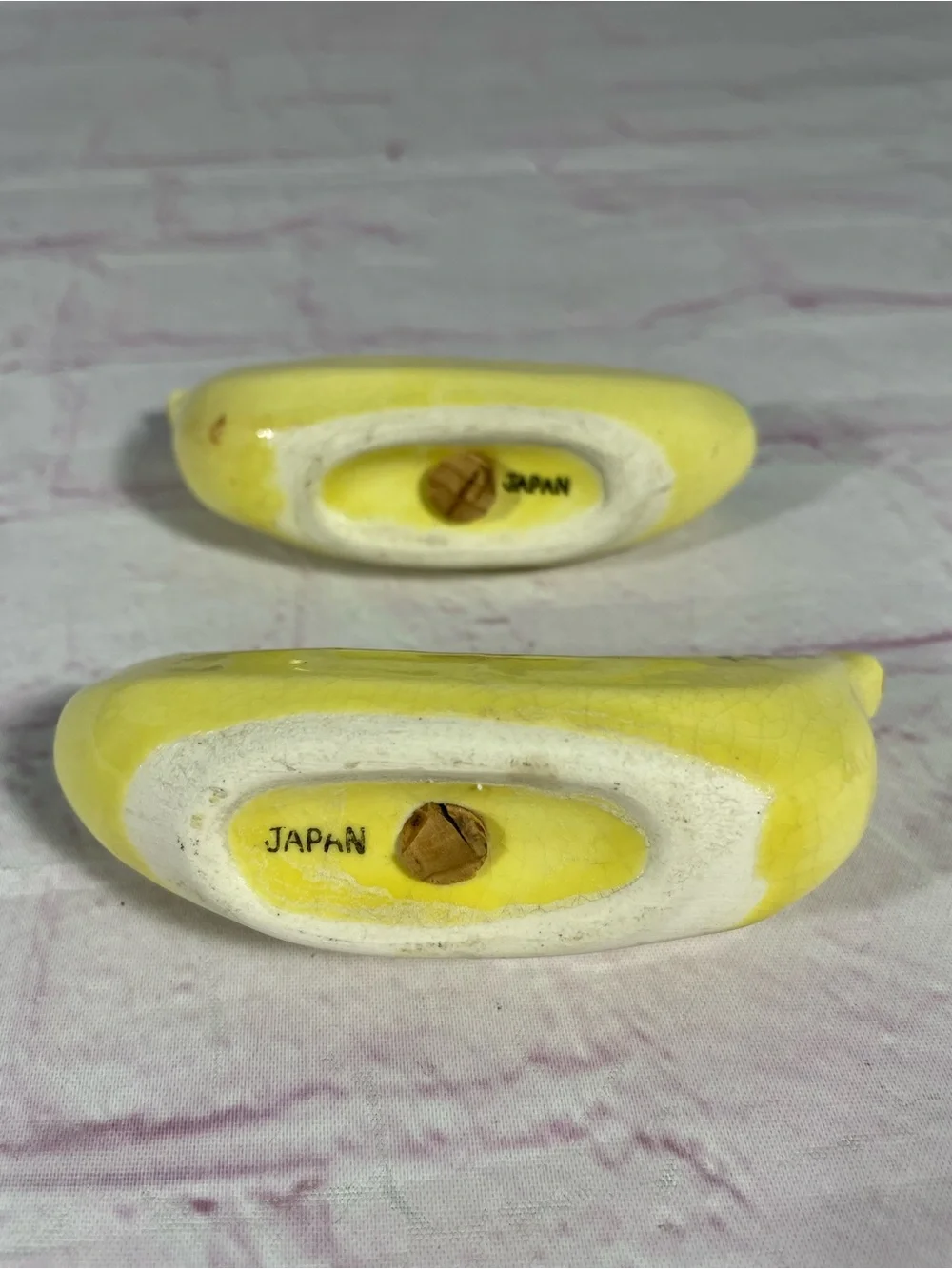 Vintage Hand Painted Ceramic Banana Salt and Pepper Shaker Pair Japan
